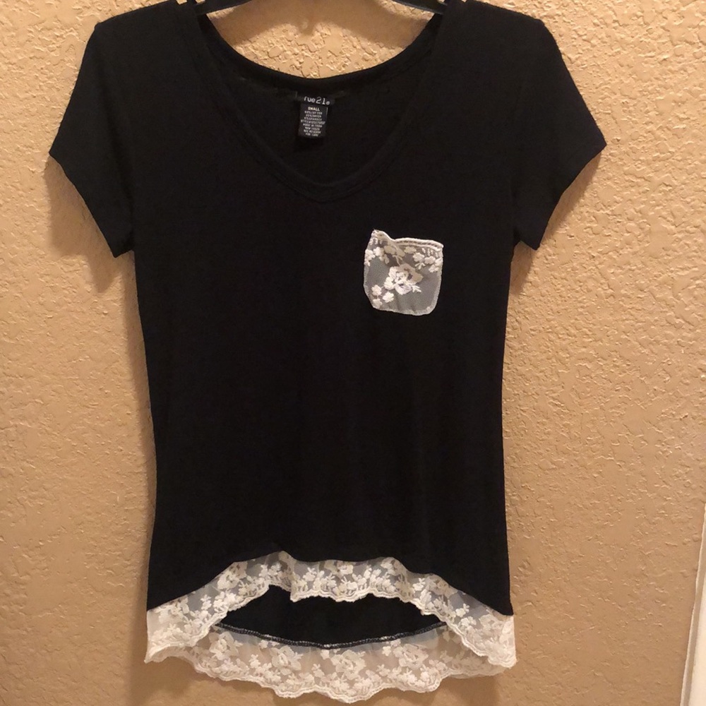NWT Rue21 lace detail top. Romantic look but simple. Rich black. Very cute.